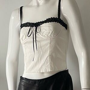 Beverly and Beck Lace Trim Corset Cami White Black Medium